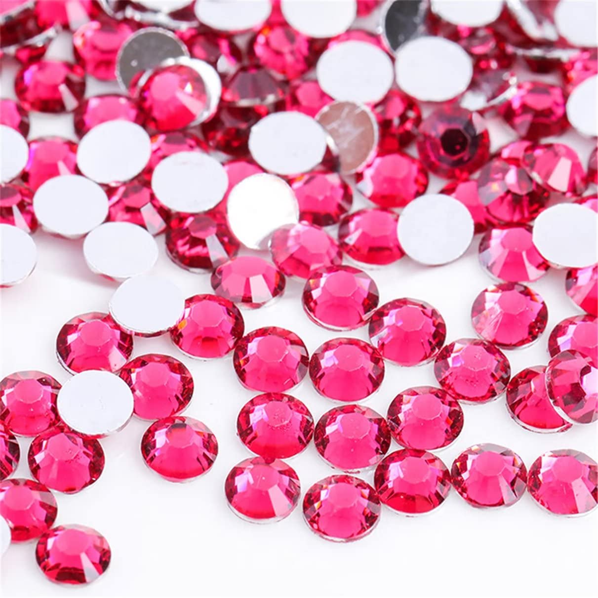1000 Pieces SS20 5mm Flatback Rhinestones Clear Glass Round Gems Crystals for Nail Art DIY Crafts Clothes Shoes Bags （Light Rose Red）
