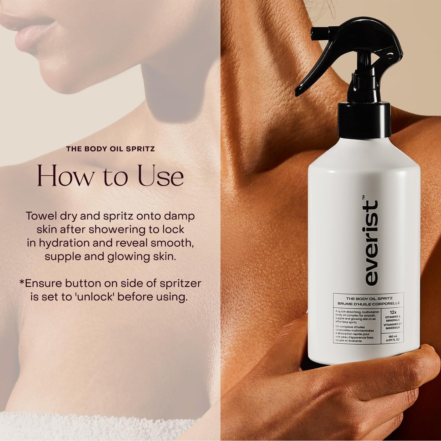 The Body Oil Spritz, Instant Absorption, Non-greasy, Vegan, Skincare Ingredients, 6.1 fl oz