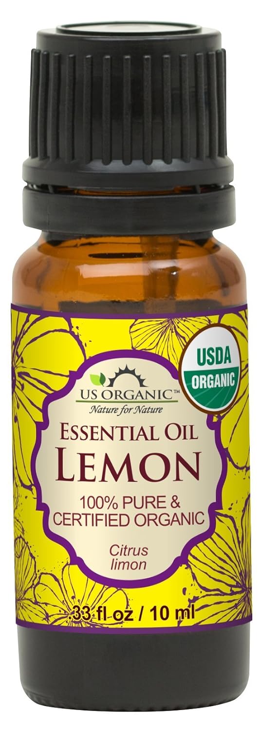 US Organic 100% Pure Lemon Essential Oil - USDA Certified Organic, Cold Pressed - W/Euro droppers (More Size Variations Available) (10 ml)