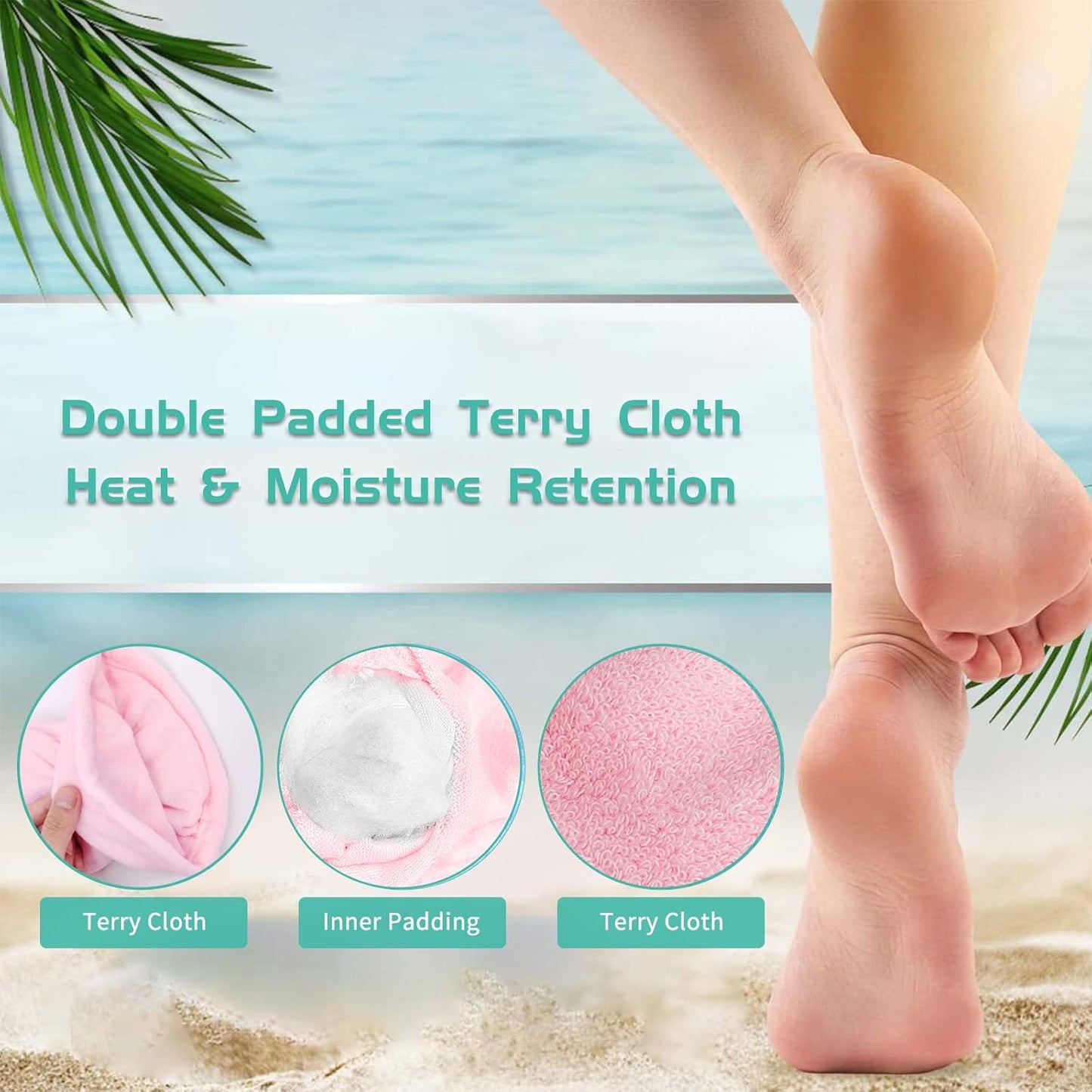 Paraffin Wax Bath Terry Cloth Gloves & Foot Liners, Paraffin Wax Machine Heated SPA Mittens Foot Liners, Thick Heat Hand Feet Treatment Insulated Mitt Spa Feet Cover Great for Men Women (Pink)