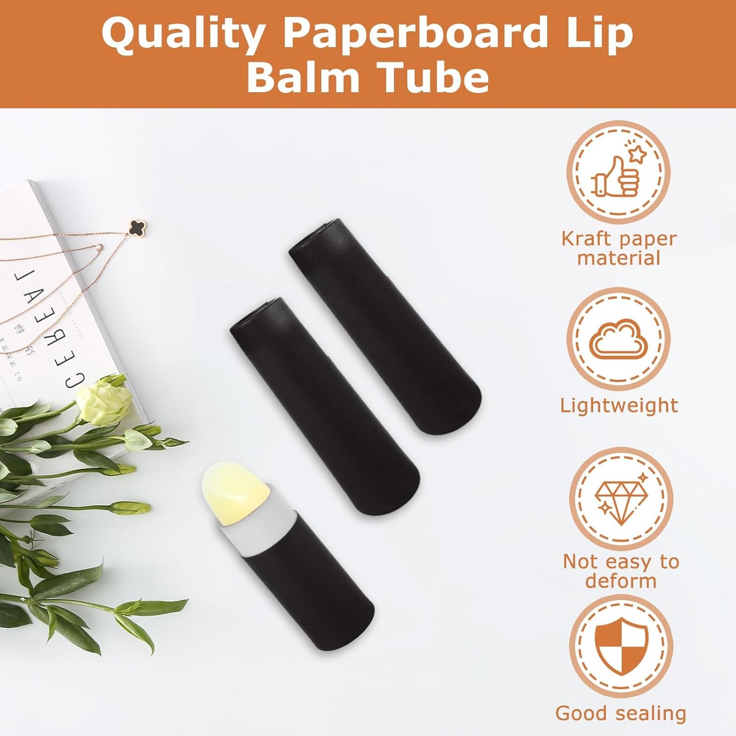 30PC 0.3oz Kraft Paperboard Lip Balm Containers Cardboard Lip Balm Tubes with Lids Refillable Chapstick Tubes Empty Push-Up Style Perfume Lip Gloss Container for DIY Cosmetic Storage