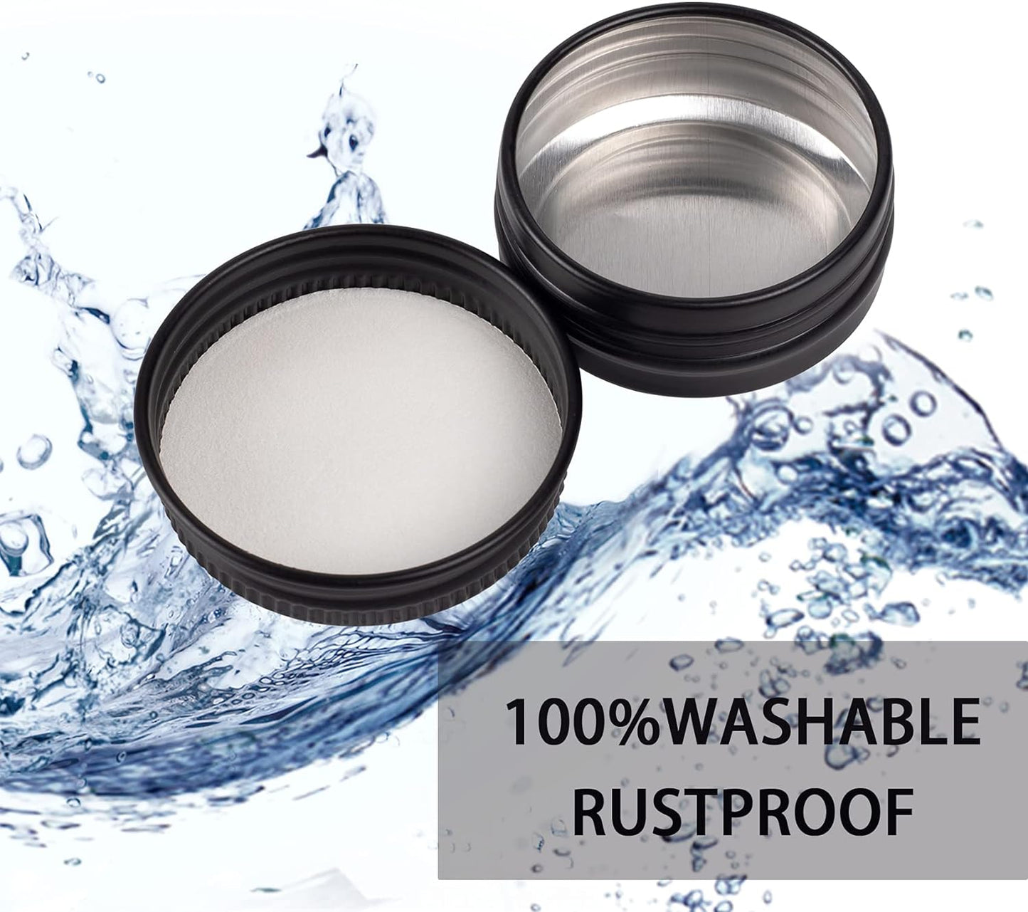 0.5 oz Screw Top Aluminum Tin Jar with Screw Lid and Blank Labels (Black - Pack of 32)