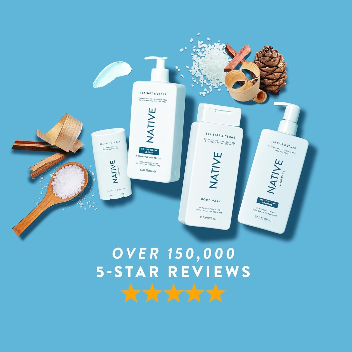 Native Body Lotion Contains Naturally Derived Plant-Based Moisturizers for Women and Men | Restores Dry Skin, Sea Salt & Cedar, 16.5 fl oz