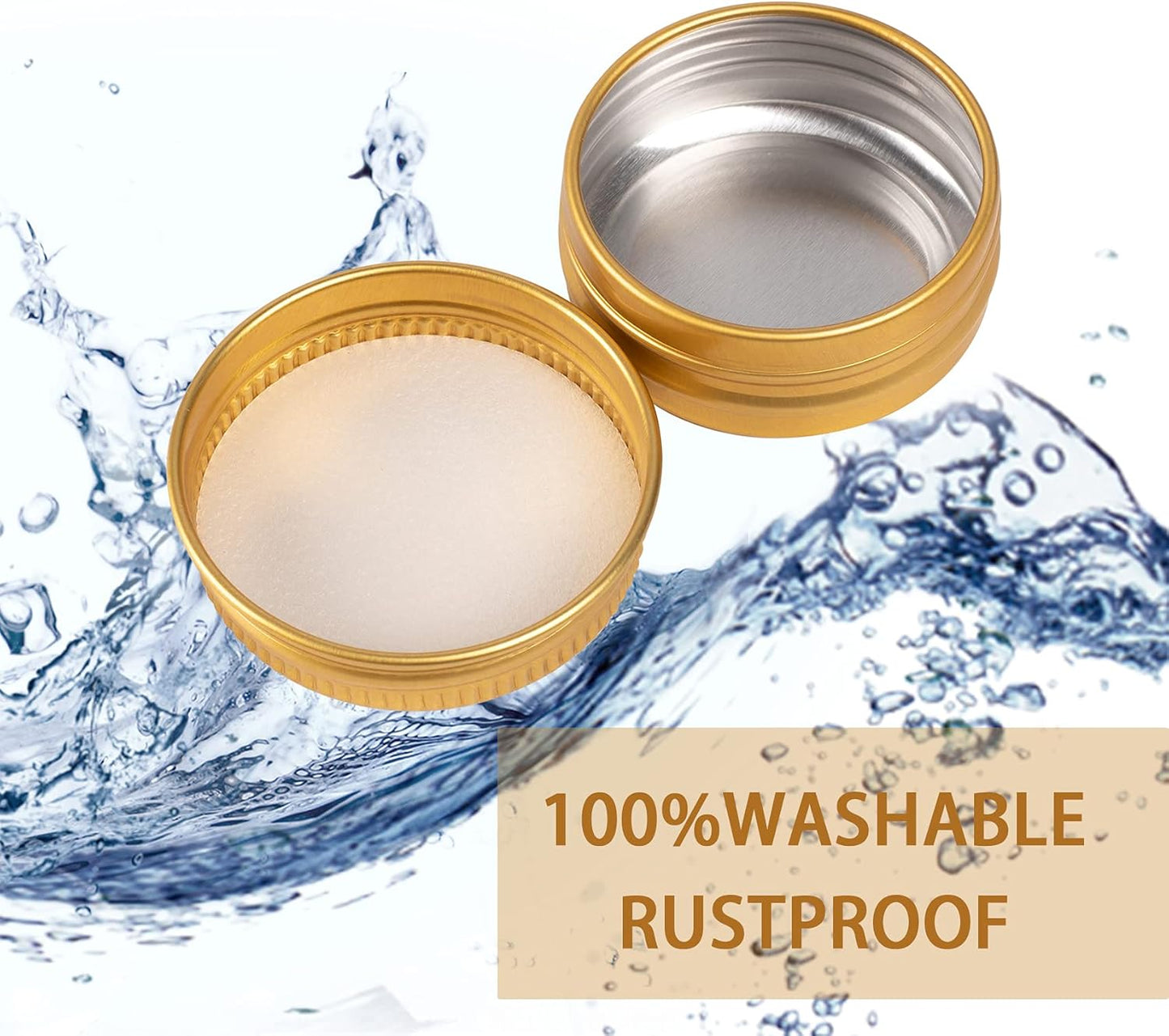 0.5 oz Screw Top Aluminum Tin Jar with Screw Lid and Blank Labels (Gold - Pack of 32)