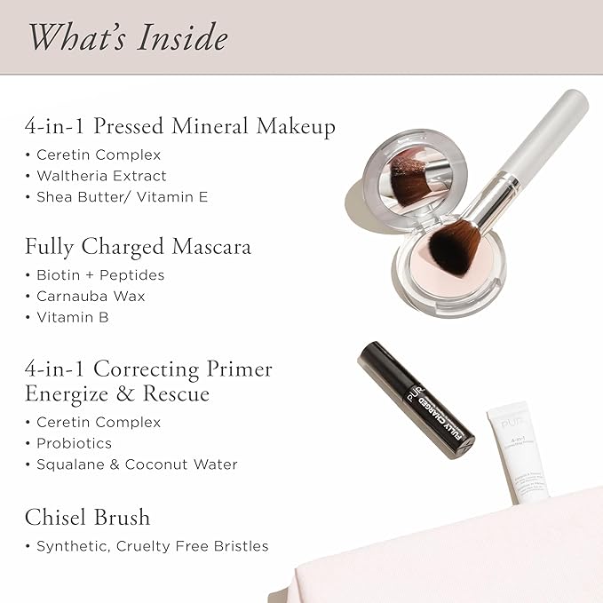 PÜR Beauty Multitasking Essentials Best Sellers Kit, Everyday Look Deluxe Kit, Condition & Moisturize Skin, Cruelty Free, Deep