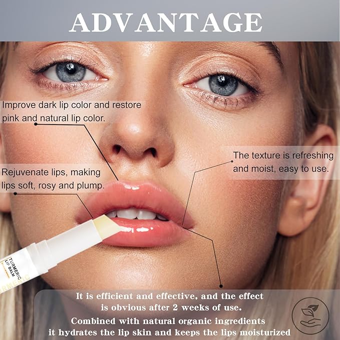 Organic Turmeric Lip Balm All-Day Moisturizing, Balancing, Soothing for Dry Lips Lip Balm With Turmeric Root Natural Ingredients Even Lip Tone 5g