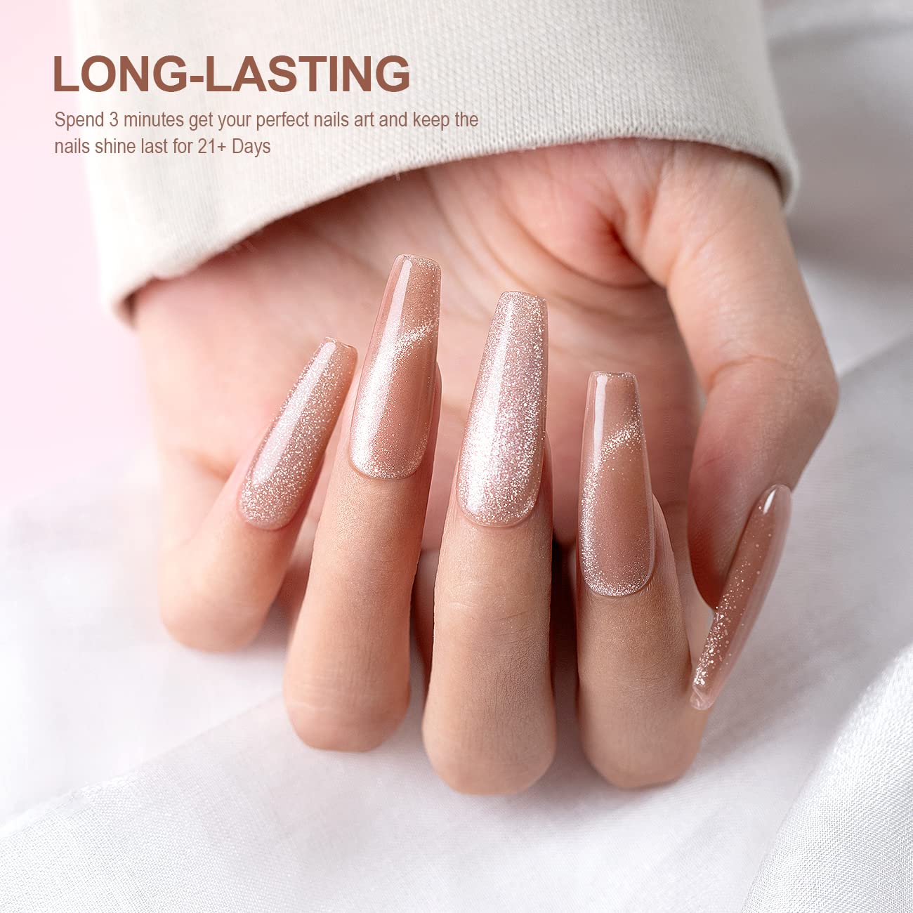 RARJSM Magnetic Cat Eye Gel Nail Polish Rose Gold Silver Glitter 15ml 9D Cateye Galaxy Universal Shimmer Velvet Ice Gel Polish Single Bottle with Magnet Stick UV LED Curing Require Soak Off Home Salon