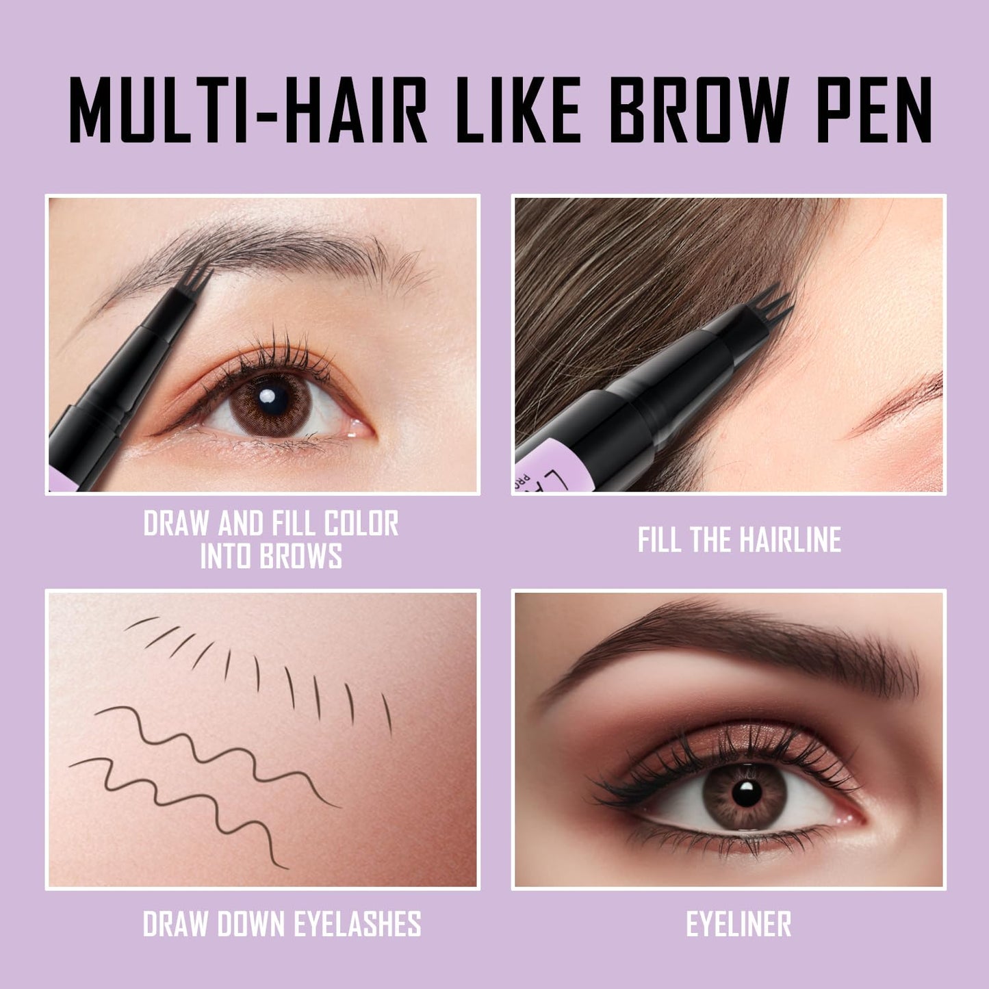 LAVONE Eyebrow Pencil, 2-In-1 Waterproof Eyebrow Pen, with 3 Tip Microblading Eyebrow Pen and Ultra-Precise Brow Pencil, Dual-ended Eyebrow Brush, for Eyebrow Makeup - Grey
