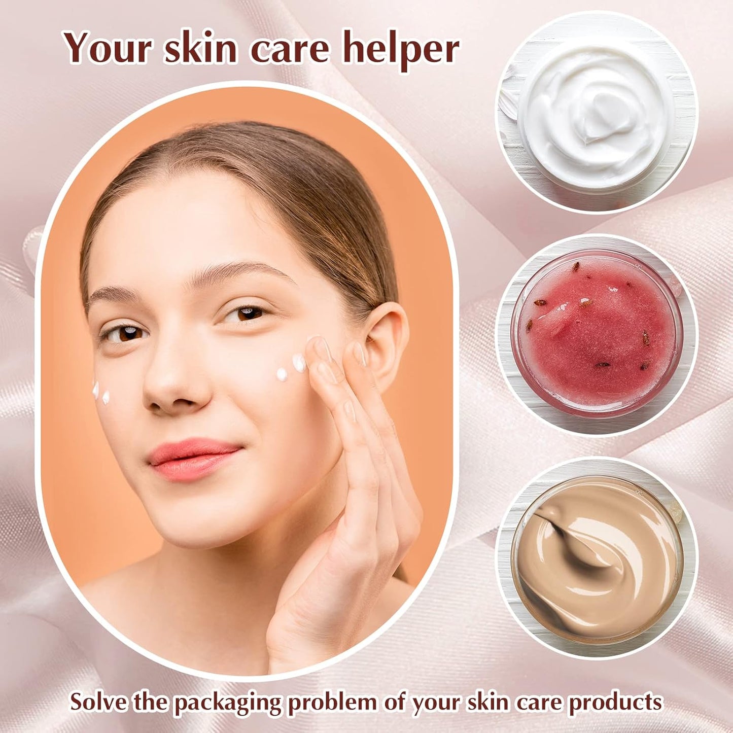 SATINIOR 100 Pcs Plastic Jars with Lids Small Containers Lids Wide Mouth Small Plastic Containers for Lotion Cream Rhinestones Body Butters Travel Storage (2 oz,White)