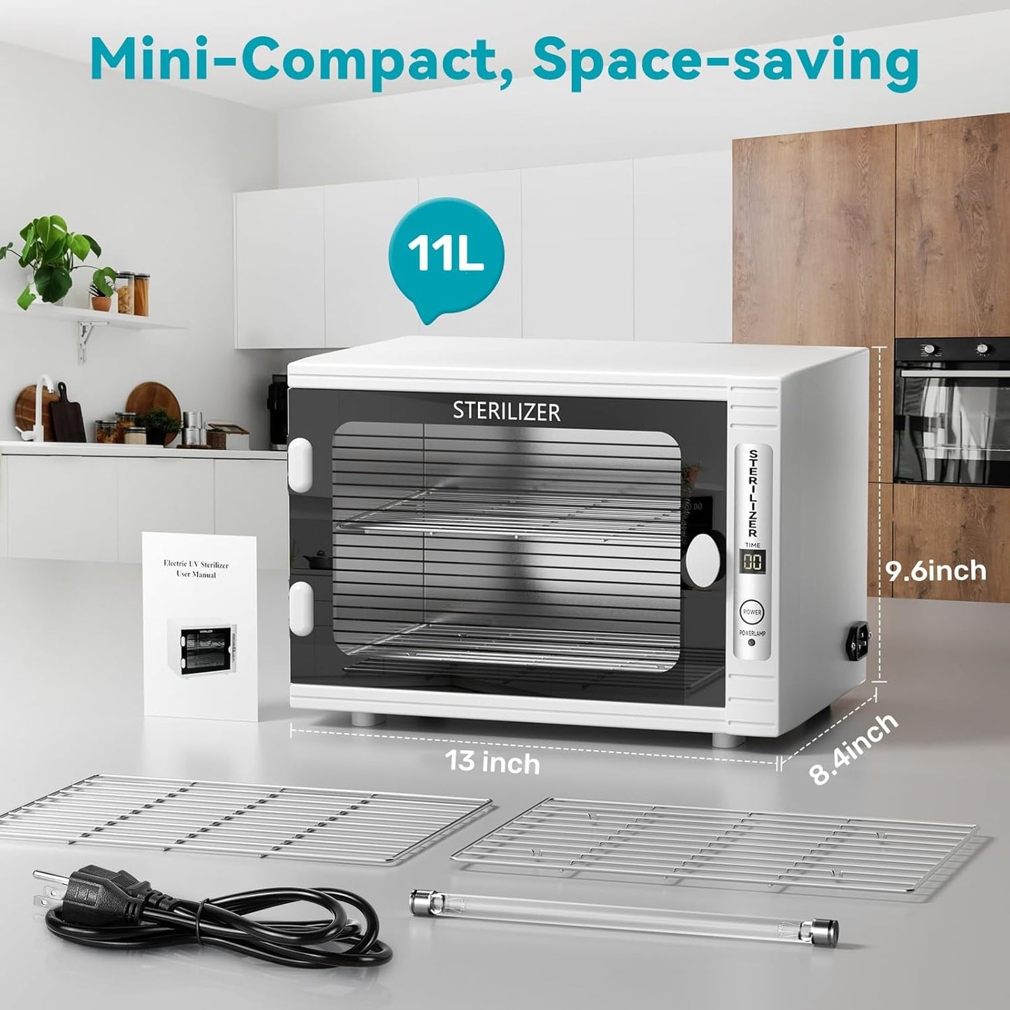 Professional U&V Nail Tool Cabinet, 12L U&V Sanitizer Box U&V Light Nail Tool Cleaning Machine with Time Setting, U&V Light Equipment for Esthetician,Manicurist,Spa,Tattoo,Barber&Salon