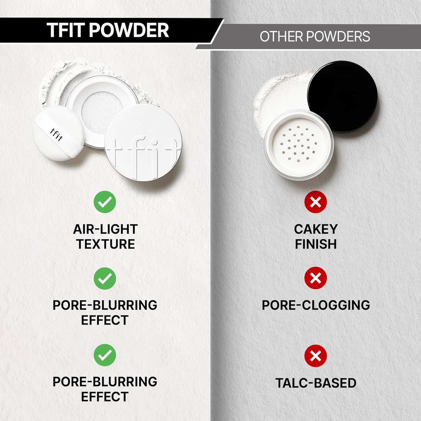 TFIT Translucent Set Finishing Powder - Sebum Control Face Loose Powder, Matte & Silky Finish, Lightweight, Long-lasting, Korean Makeup Setting Powder, 0.24 Oz. (03 Green, 0.24 Oz.)