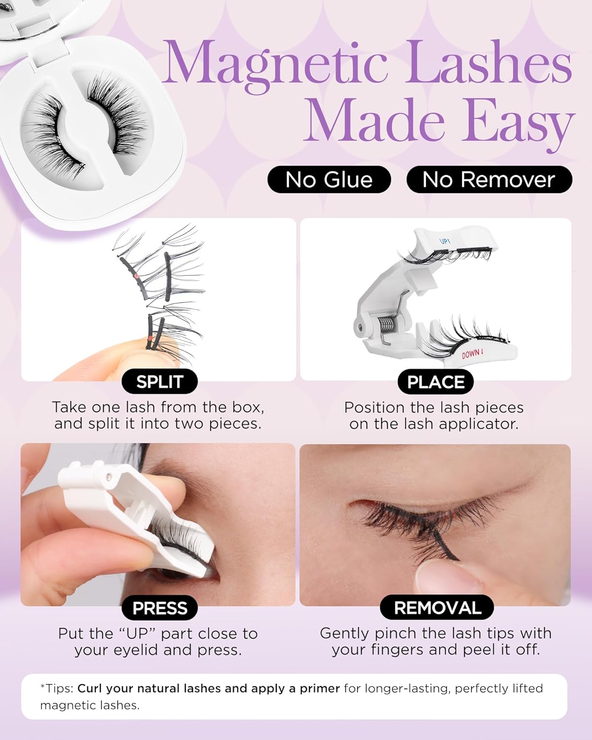 BEYELIAN Magnetic Eyelashes with Applicator Kit, Reusable Natural Look False Lashes, No Glue Needed Soft Magnetic Lashes for Eye Magnetic-100(Lightweight & Comfortable)