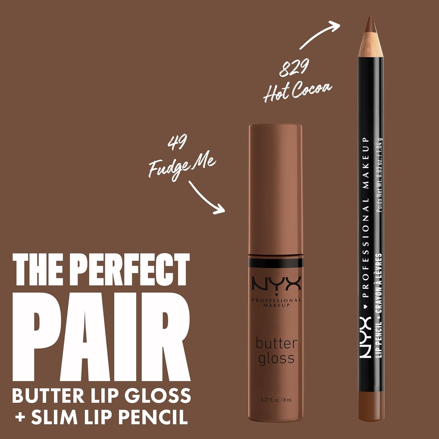 NYX PROFESSIONAL MAKEUP Butter Gloss Brown Sugar, Non-Sticky Lip Gloss - Fudge Me (Warm Brown)