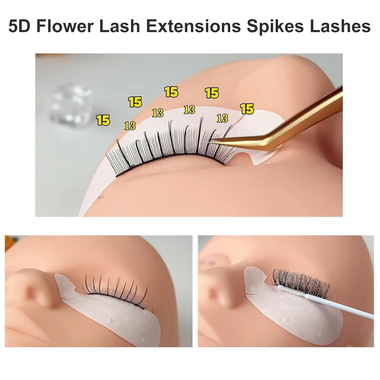 5D Flower Lash Extensions Spikes Lashes 0.07 Matte Black D Curl Lashes 12mm Volume Eyelash Extension Lash Trays Professional Use(5D Flower,0.07-D,12mm)