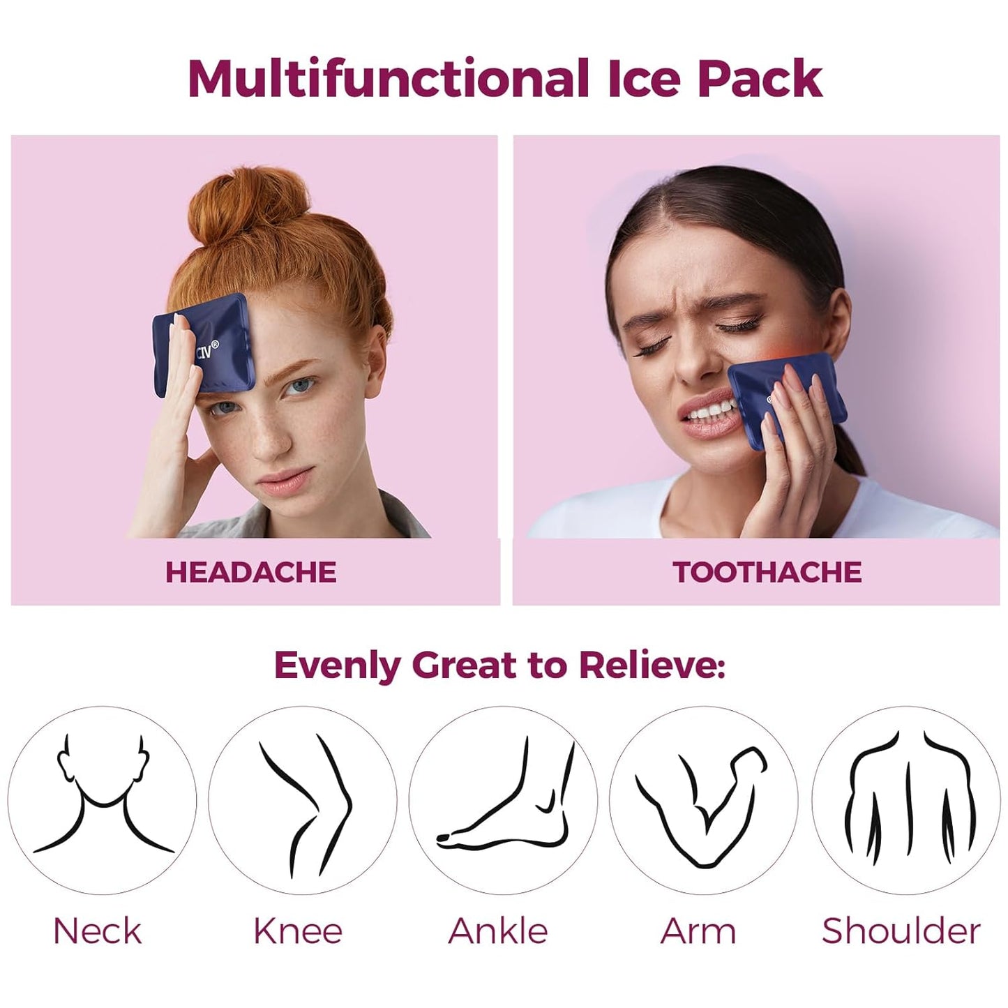 Cooling Eye Mask Ice Face Mask - Gel Beads Hot Cold Compress Reusable Ice Face Eye Mask, Under Eye Patches & Ice Pack Set, Cold Eye Mask for Sleeping Dark Circles Puffiness Dry Eye Headache (Rose Red)