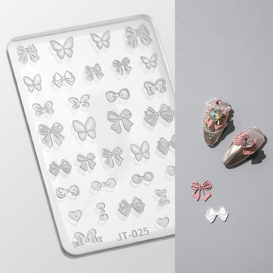 Nail Art Silicone Template, Bow Tie 3D Nail Decoration Mould for Precise Embossed Butterfly Patterns, Silicone Material, Boho Style, Indoor Use, 1 Count