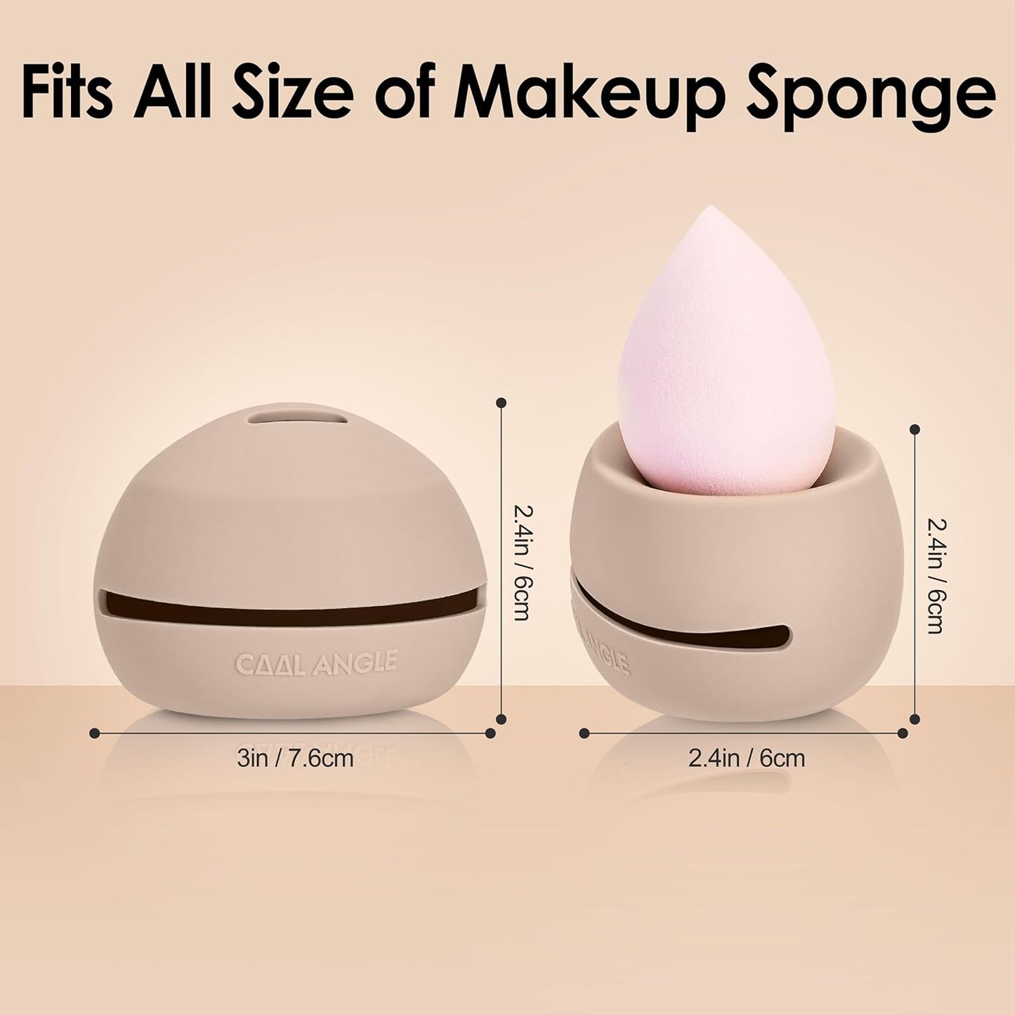 2Pcs Makeup Sponge Holder Silicone Beauty Sponge Holder Makeup Blender Case for Travel 2 in 1 Stand Storage For Quick Drying Khaki+Pink