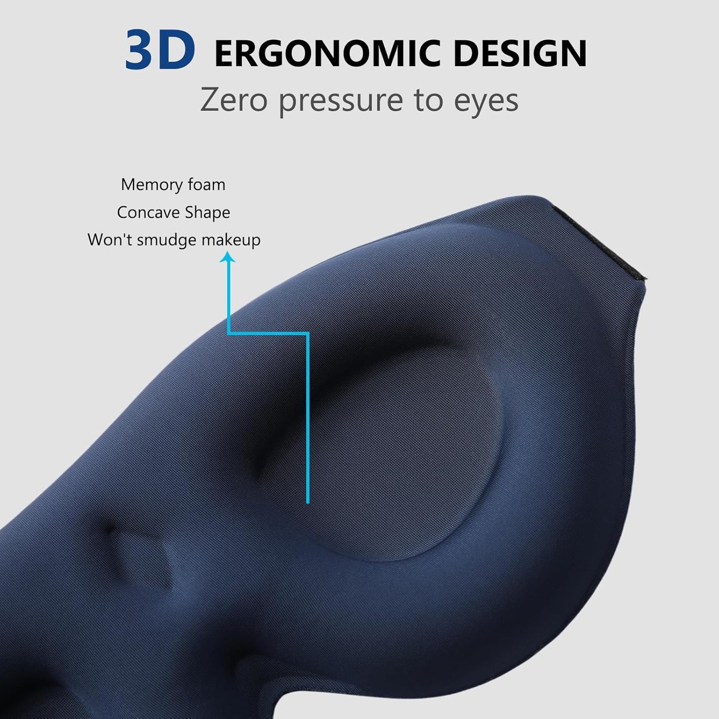 ALASKA BEAR 100% Blackout Sleep Mask Most Comfortable Contoured Eye Cups and Nose Covering for Women Men, 3D Pillowy Soft Light Blocking Eye Mask 0 Pressure on Eyelids & Eyelashes, Earplugs Set, Blue