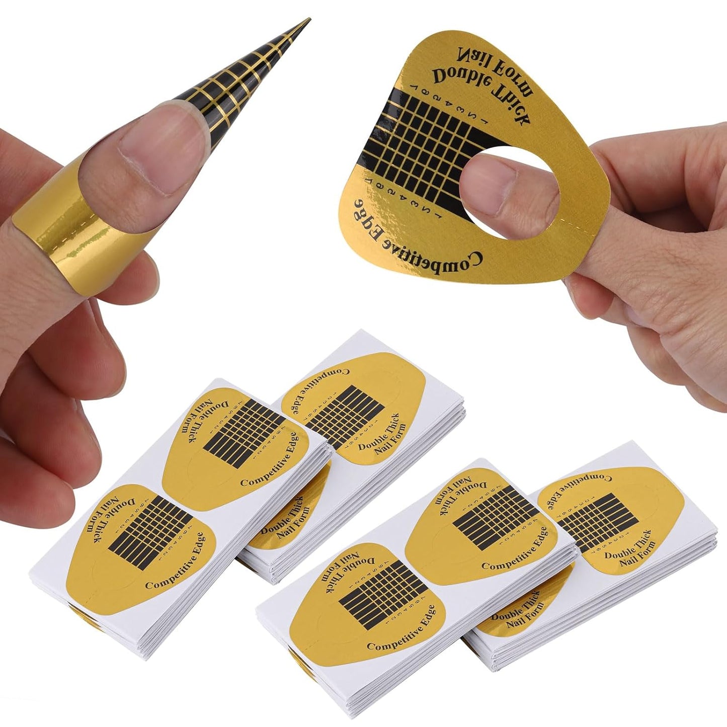 400 Pcs Nail Forms for Acrylic, Gold Horseshoe Nail Extension Stickers for Builder Gel and Poly Gel - Nail Art for Home, Salon