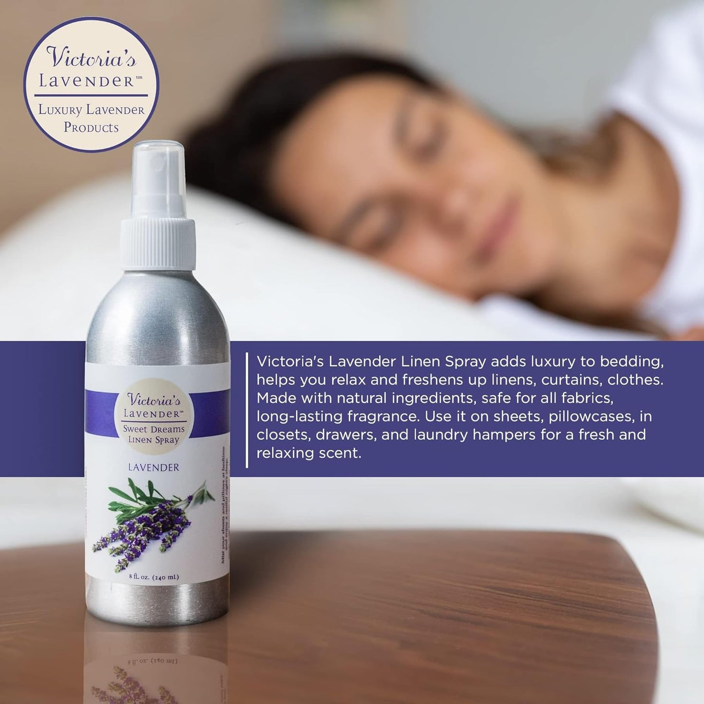 Victoria's Lavender Pillow and Linen Spray — Lavender Essential Oil - Lavender Spray, Mist Handmade in Oregon, Made in USA, Pack of Three 8 Oz Bottles