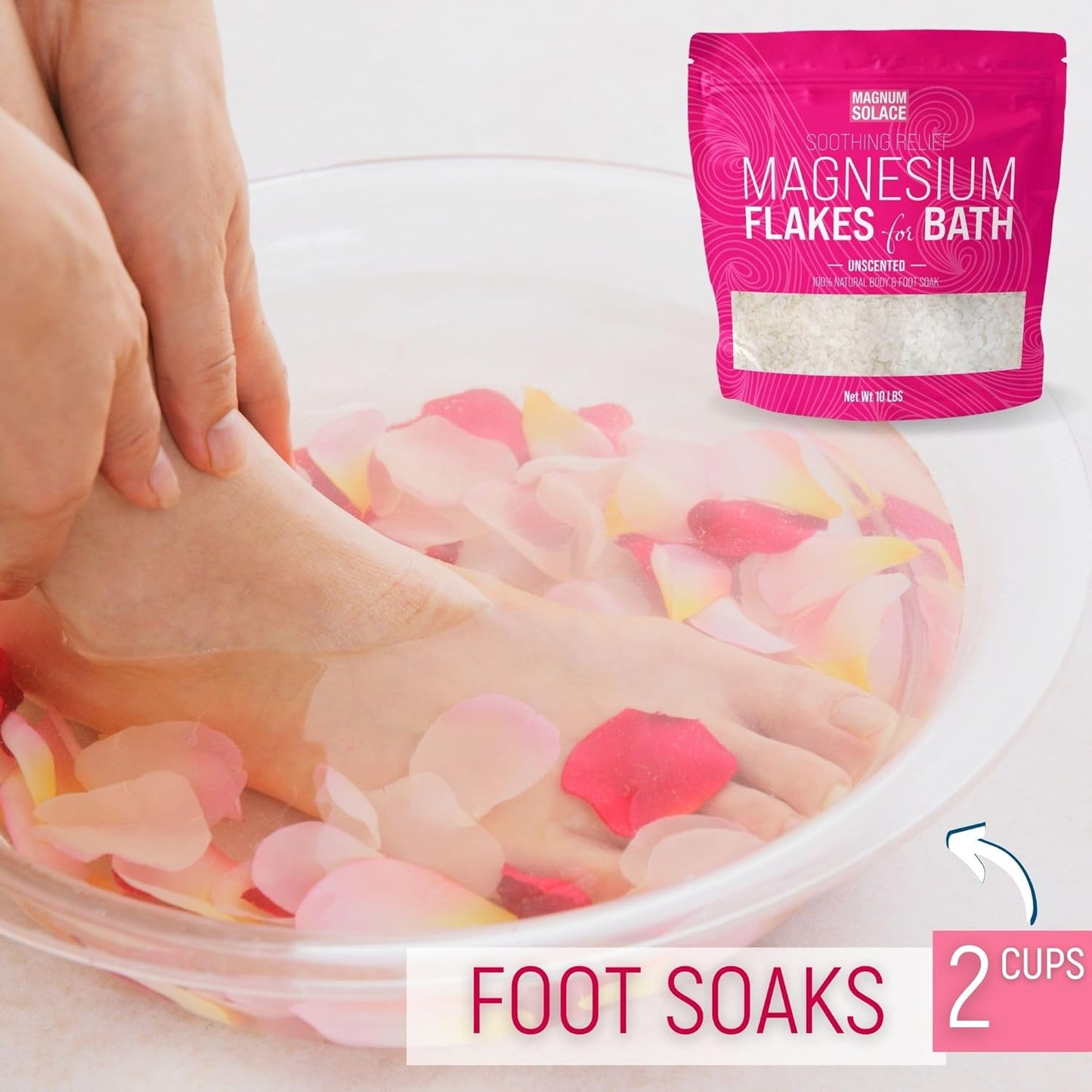 Magnesium Flakes for Bath - Magnesium Chloride Flakes Organic Pure - Unscented, 10 LBS