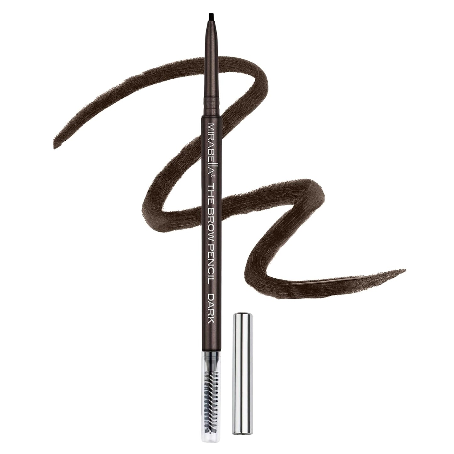 Mirabella Ultra Fine Brow Pencil, Anti-Chip Waterproof Eyebrow Pencil - Smudgeproof, Blendable & Retractable Eyebrow Pencil to Define and Fill In Brows Naturally - Dark