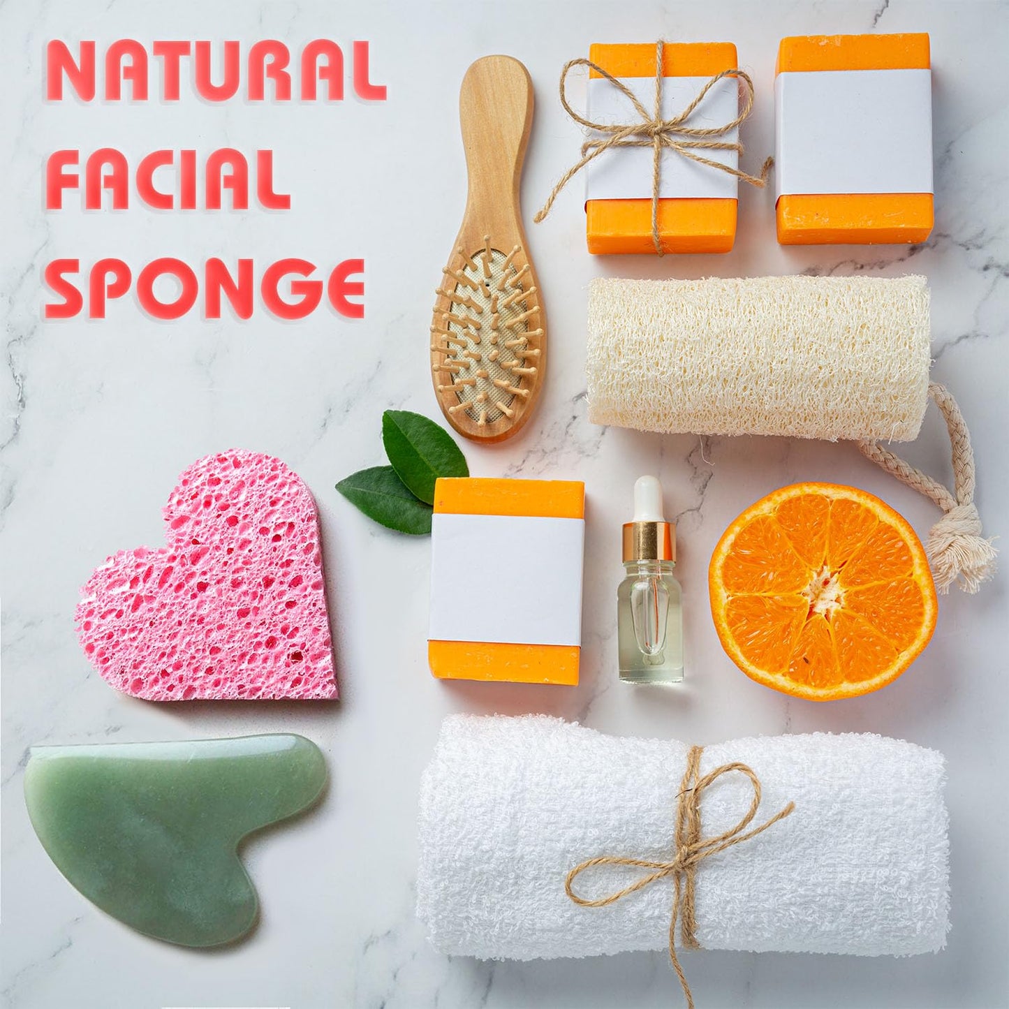 60-Count Compressed Facial Sponges | Makeup Remover Sponge | 100% Natural Cosmetic Spa Sponges for Facial Cleansing | Exfoliating Mask | Face Scrubber (Heart)
