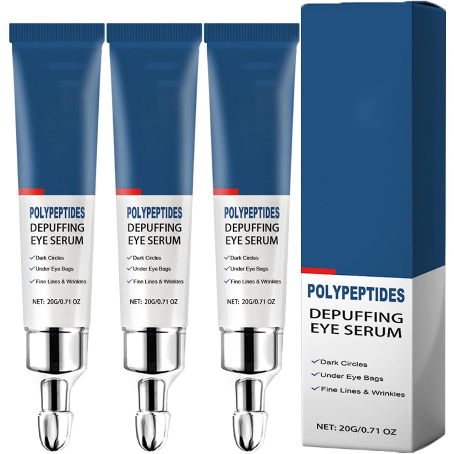 Peptide Depuffing Eye Serum, Peptide Depuffing Eye Gel for Dark Circles, Under Eye Bags, Puffiness, Fine Lines & Wrinkles (3PCS)