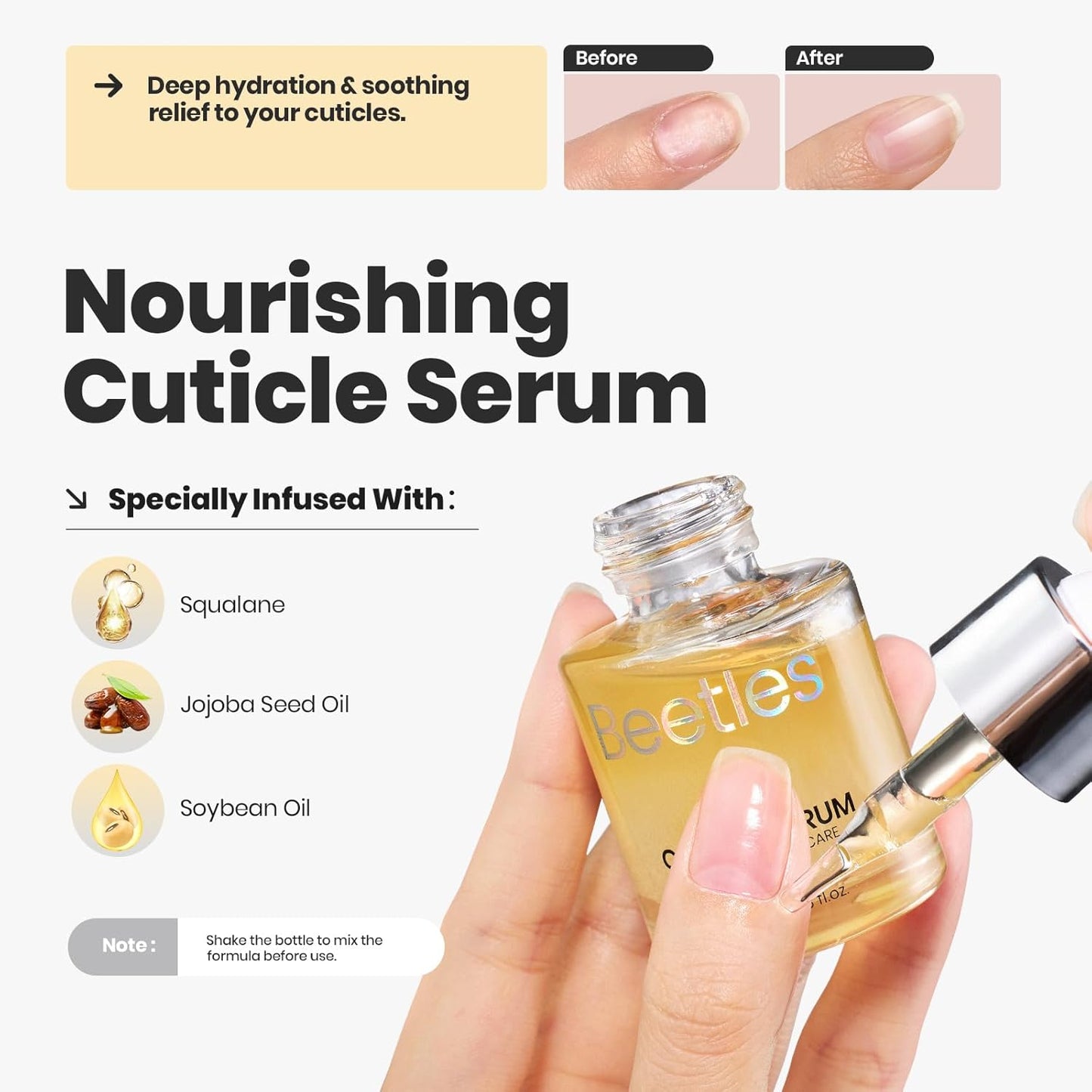 Beetles Glitter Nail Polish Set 7Pcs, Fast Drying & Long Lasting Red Blue Green Nail Polish with 2 IN 1 Base & Top Coat and Cuticle Serum 20ml, All-in-One Care 4th of July Nails Kit Gift Sets