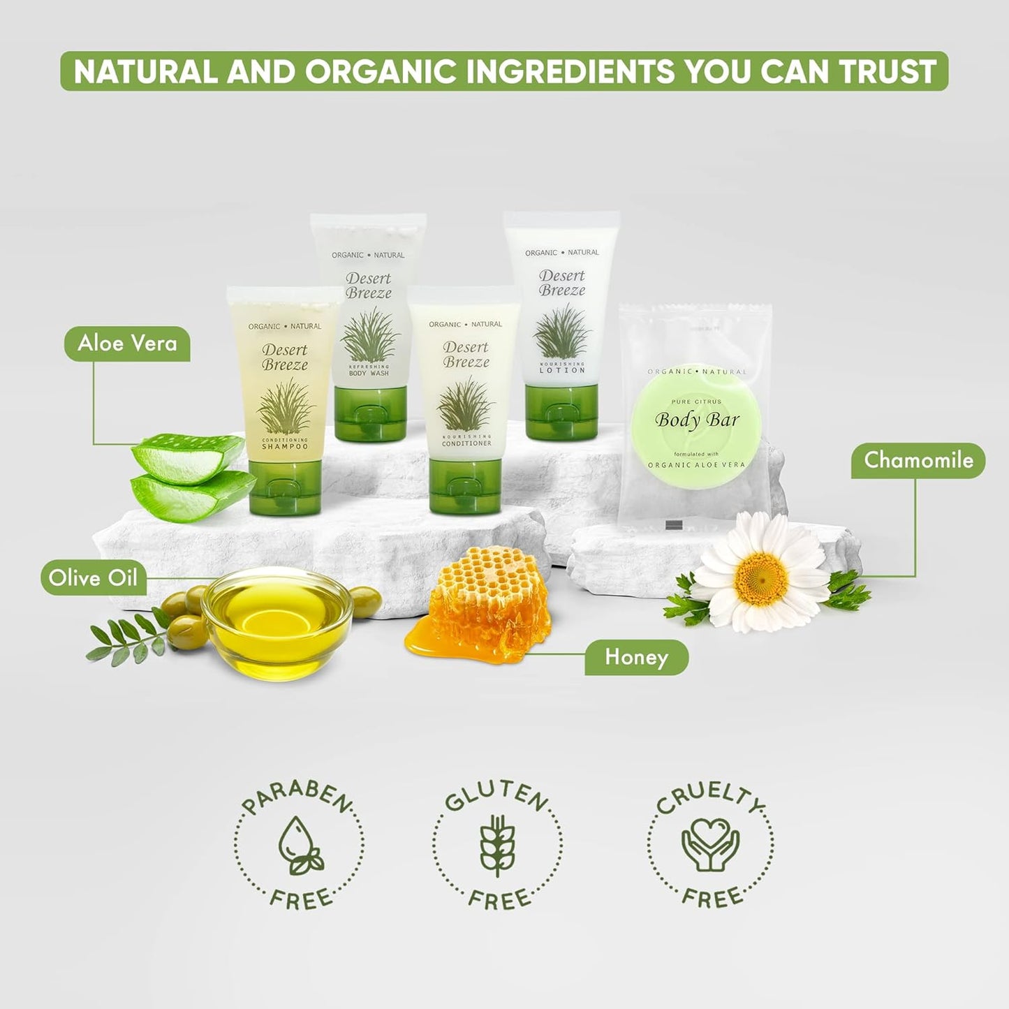 Desert Breeze | 1-Shoppe All-In-Kit | Hotel Size Amenities Set | Hotel/AirBnB/VRBO/Vacation Rental Soap Set | (75 pcs)