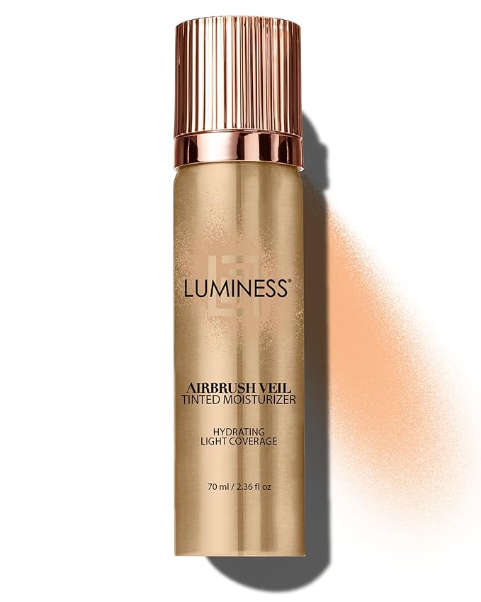 LUMINESS Airbrush Veil Tinted Moisturizer, Light Medium 030 - Lightweight, Hydrating, & Skin-Plumping Face Moisturizer Spray - Facial Skin Tint with Hyaluronic Acid, Ceramides, & Hydrolyzed Silk