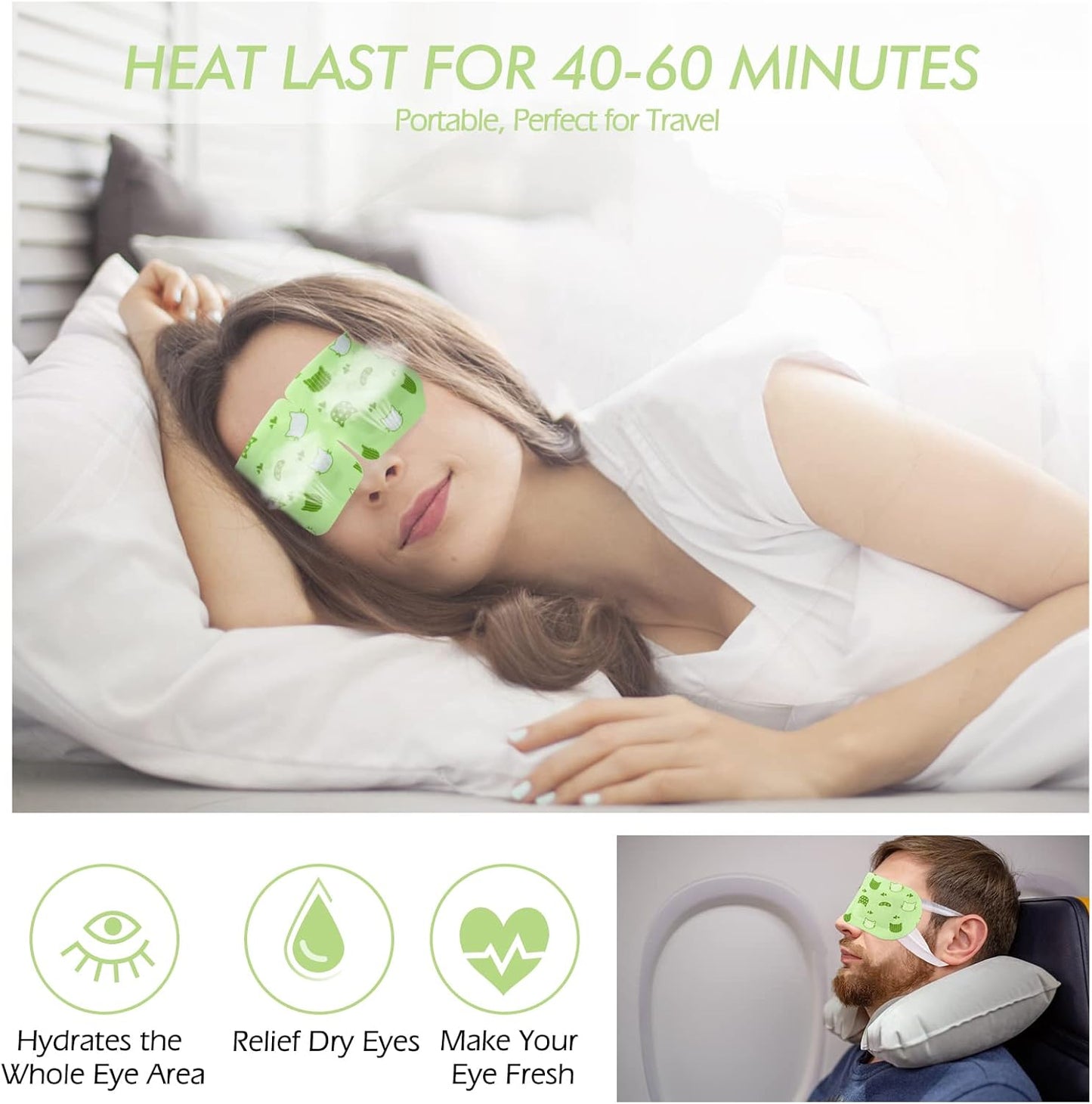 Jekeno Steam Eye Mask, 20 Packs Eye Masks for Dry Eyes Dark Circles and Puffiness, 40-60 Minutes Self Heated Steam Warm Eye Mask, Christmas Spa Gifts for Women