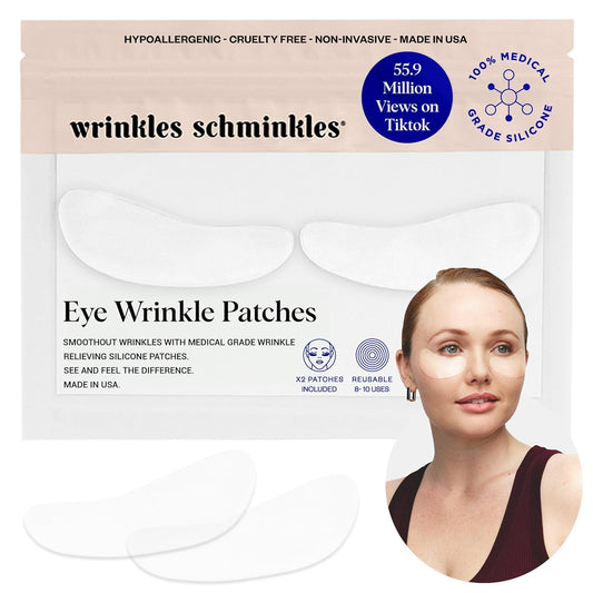 Wrinkles Schminkles Under Eye Wrinkle Patches | Smooth Eye Wrinkles, Crows Feet & Dark Circles Overnight | 1 Pair Reusable Medical Grade Silicone Patches
