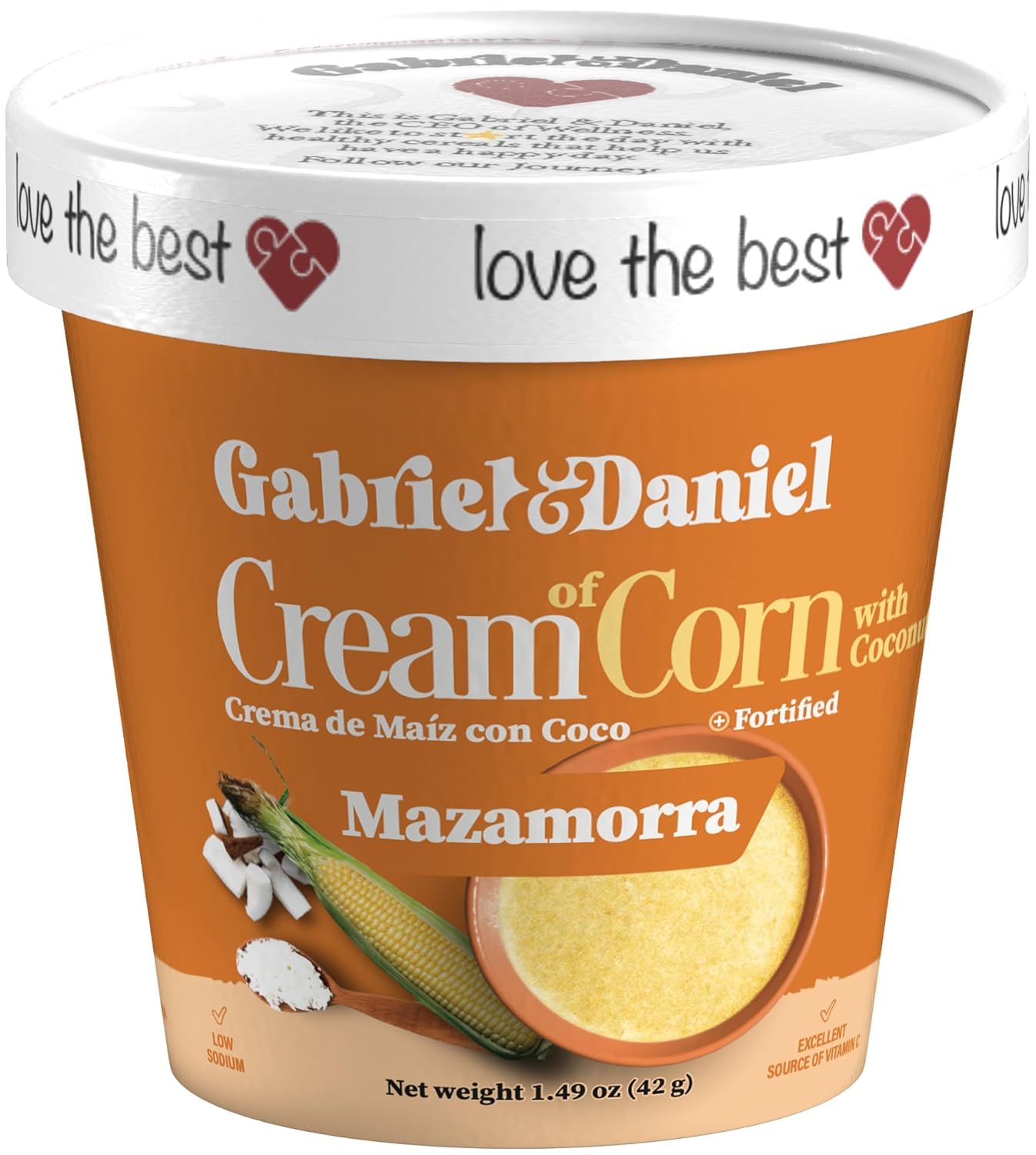 Gabriel & Daniel Gluten Free Instant Cream of Corn with Coconut – Non-GMO, Pure and Wholesome Hot Cereal – Creamy Texture with Mazamorra – Microwave Cup for a Nourishing and Easy Breakfast (Pack of 6)