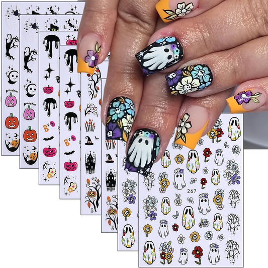 Nail Art Stickers3D Self-Adhesive Nails Art Decals Nails Supplies for Women Girls Manicure Decoration (Black)