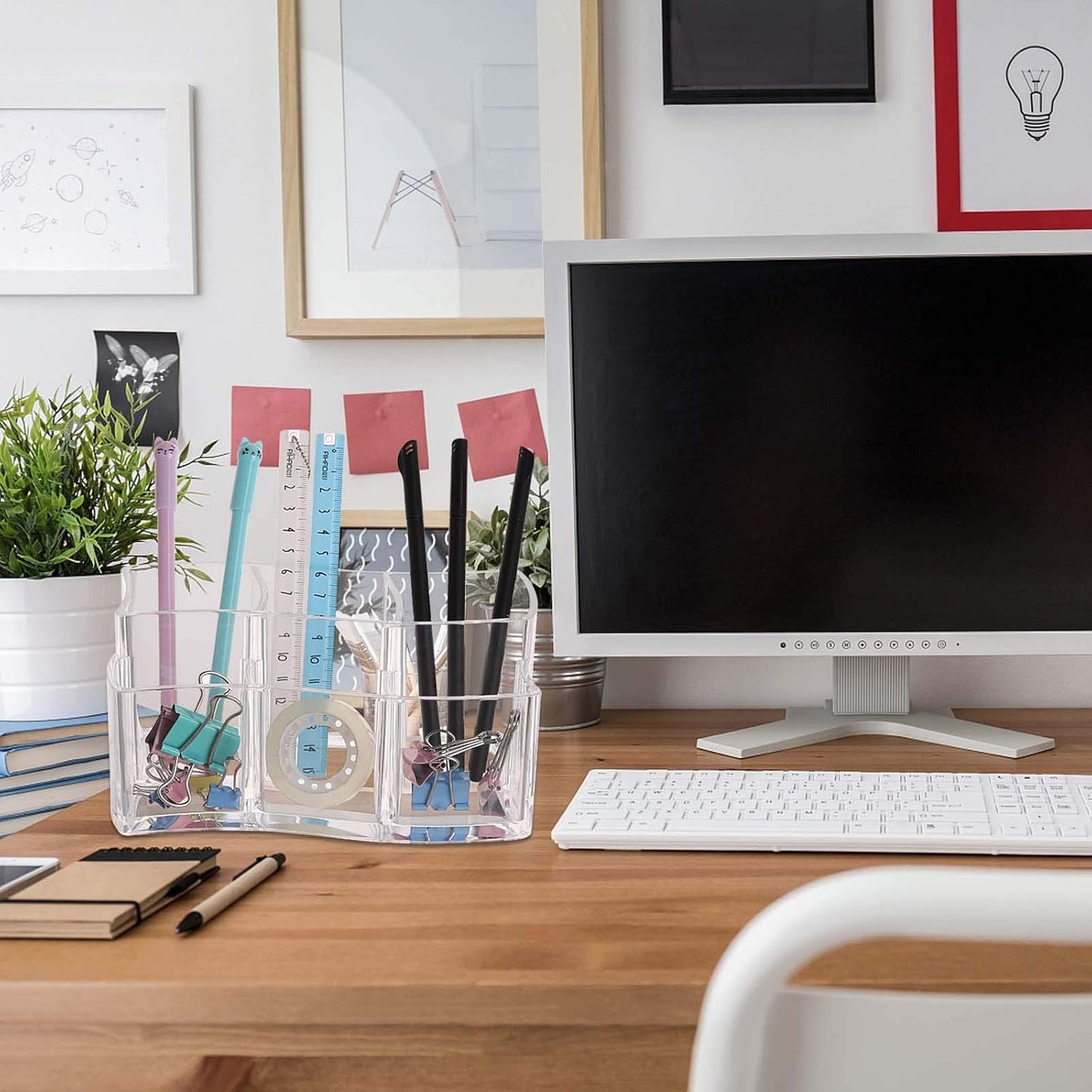 Tbestmax 6 Slot Acrylic Makeup Brushes Holder Organizer, Clear Eyebrow Pen Container Cosmetics Storage