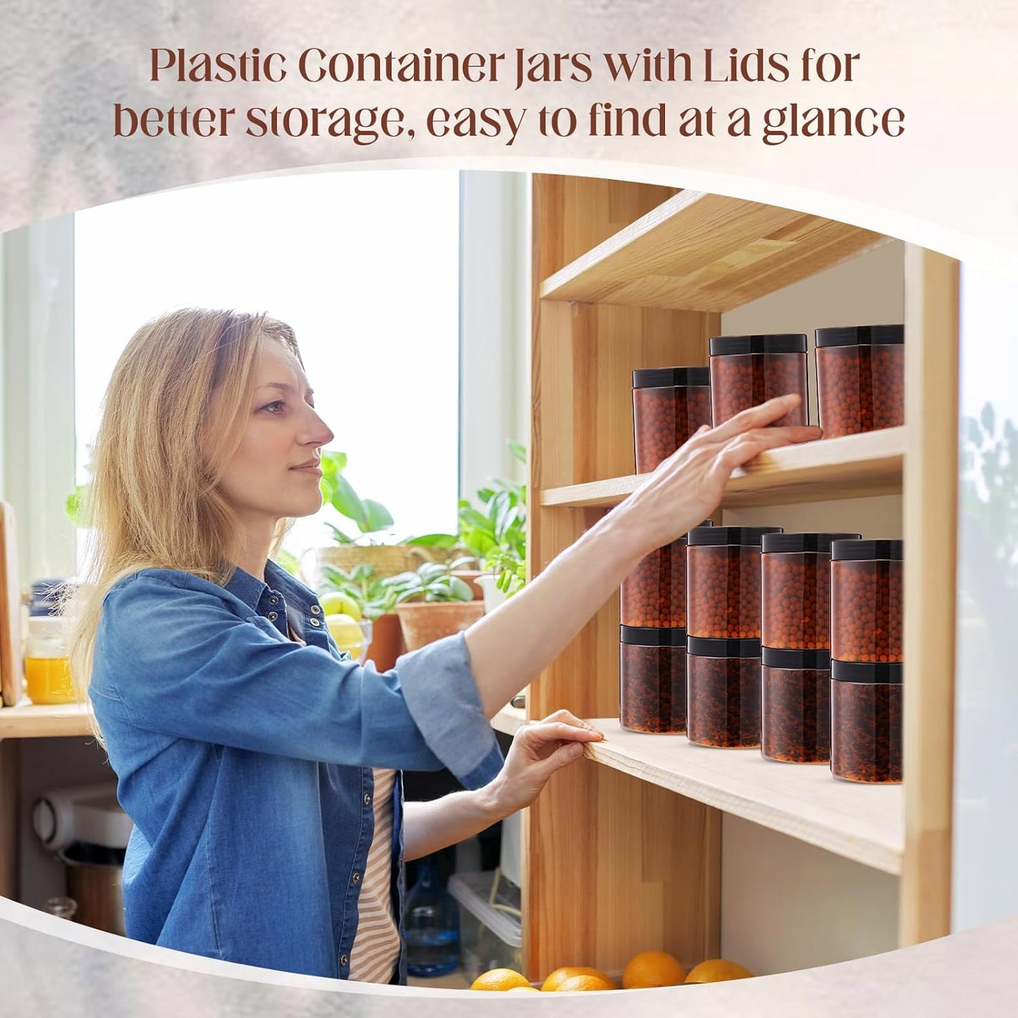 Patelai 4 Pieces Round Wide-mouth Leak Proof Plastic Container Jars with Lids for Travel Storage Makeup Beauty Products Face Creams Oils Salves Ointments DIY Making(16 Ounce,Amber)