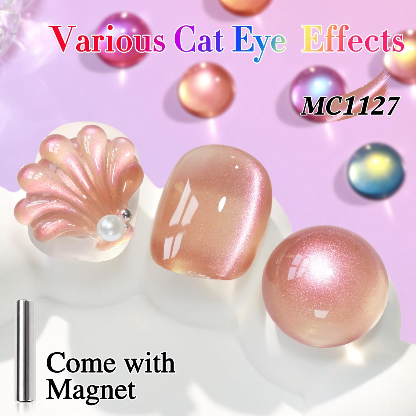 Double Rhythm 15ML Ice Glass Cat Eye Gel Polish with Magnet Holographic Glitter Shimmer Translucent Sheer Color Salon Soak Off Magnetic Nail at Home (Dark Orange-MC1127)