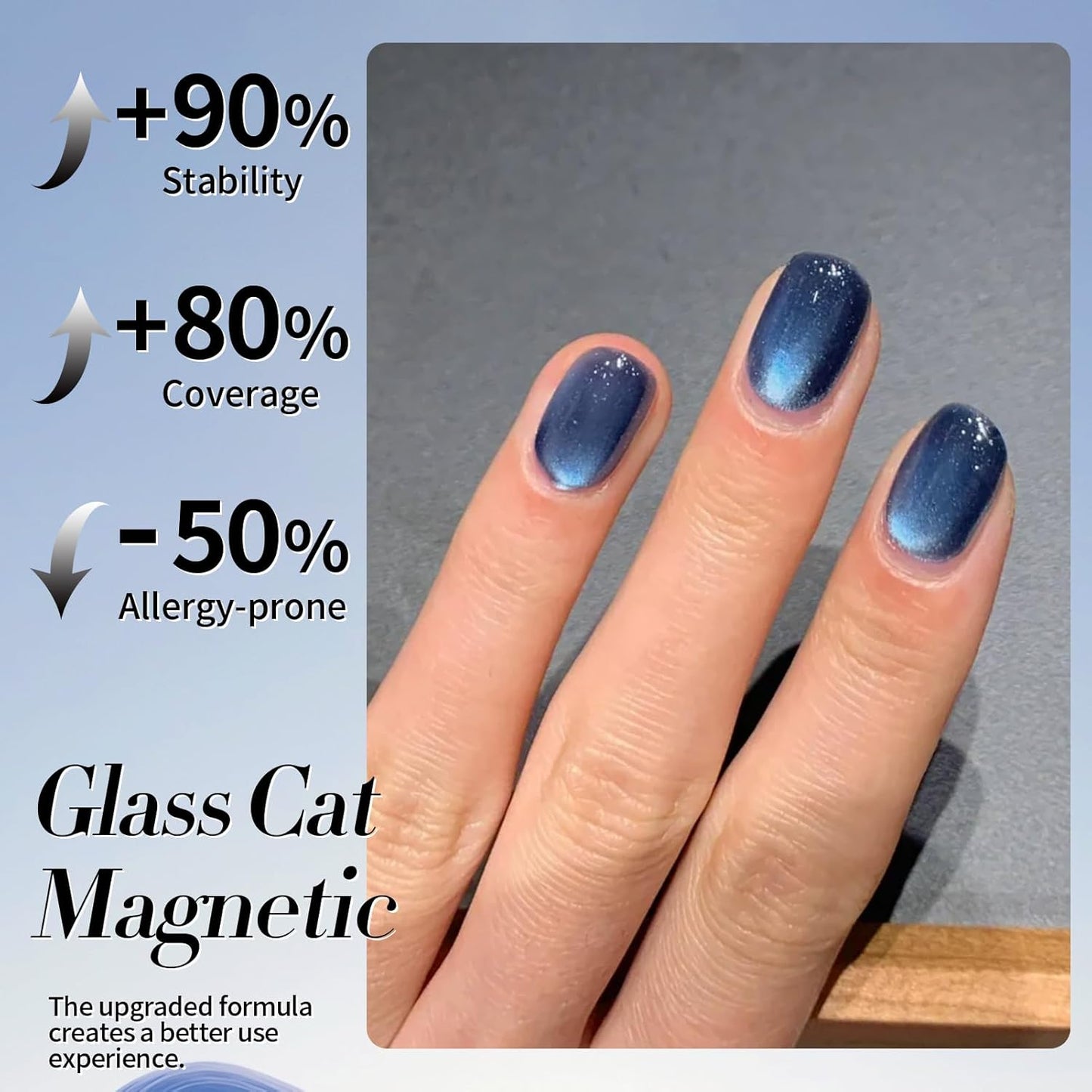 Born Pretty Cat Magnetic Eye Gel Nail Polish,Dark Blue Lover Jelly Glass Magnetic Gel Polish Glitter Soak Off Nail Art Salon Manicure Home Gift 15ml