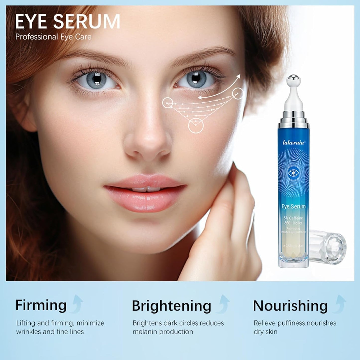 5% Caffeine Eye Cream, Under Eye Brightener, Eye Roller for Puffy Eyes, Dark Under Eye Circles Treatment, Eye Cream for Puffiness and Bags Under Eyes, Under Eye Serum & Eye Oil Roller #01