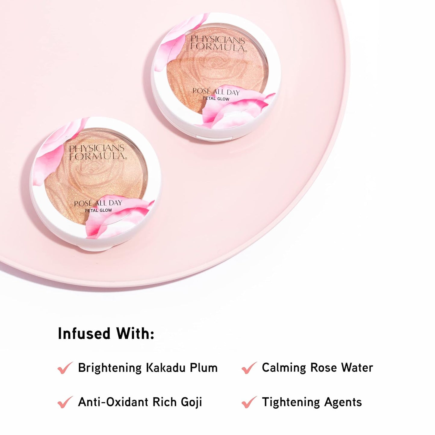 Physicians Formula Rosé All Day Highlighter Blush Face Powder, Pink Petal Glow, Dermatologist Tested, Clinicially Tested (Pack of 2)