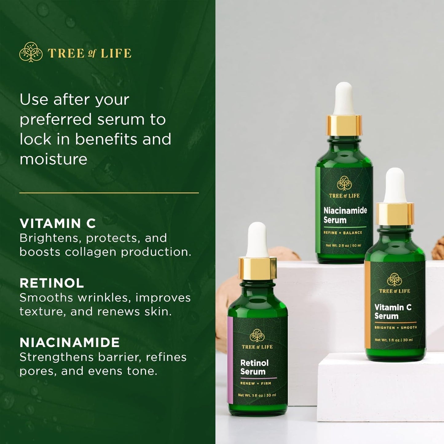 Tree of Life Beauty Ceramide Serum Complex - Skin Barrier Serum with Hemp Seed Oil - Nourishing Barrier Serum with Hyaluronic Acid, Niacinamide and Colloidal Oatmeal - Hydrating Serum for Face 1 Fl Oz