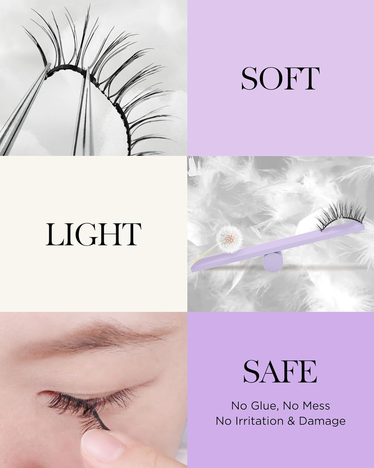 BEYELIAN Magnetic Eyelashes Natural Look Soft Magnetic Lashes with Applicator Reusable No Glue Needed False Eyelashes Easy to Wear and Remove (1 Pair,SME03)