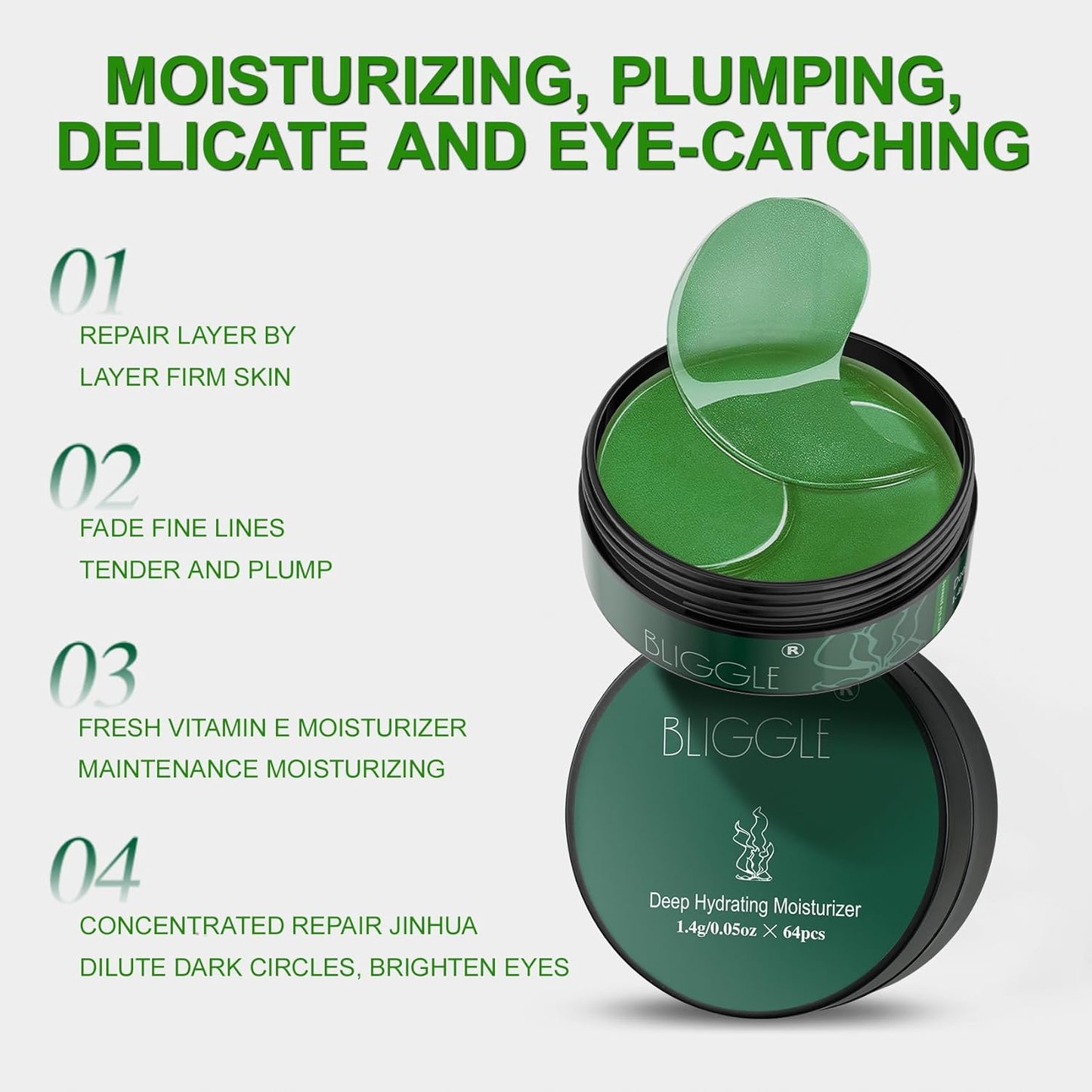 Under Eye patches (64 pcs)-Green Tea Eye Mask with Hyaluronic Acid, Cooling Eye Care for Puffy Eyes & Dark Circles Treatments,Reduce Under Eye Bags and Smooth Wrinkles