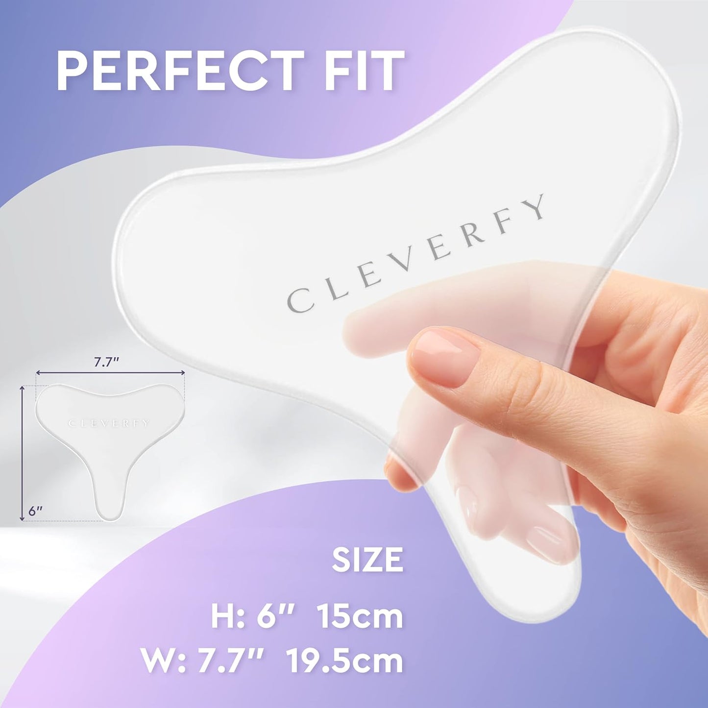 CLEVERFY Silicone Chest Wrinkle Pads Sleeping Reusable (2 Pack T-shape) - Silicone Decollete Anti Wrinkle Chest Pads - Anti Wrinkle Patches for Decollete Wrinkle Prevention