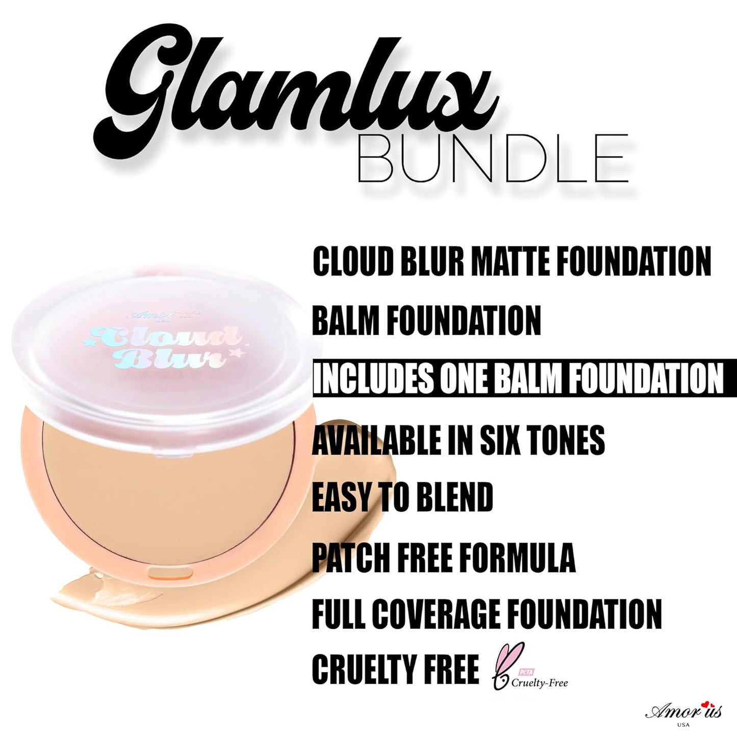 Beauty Bundle Beauty Creations Pink Cloud Pink Loose Setting Powder & Amorus Cloud Blur Matte Balm Foundation, Minimizes Pores, Matte Finish 14HR Shine Control (Buff Beige)