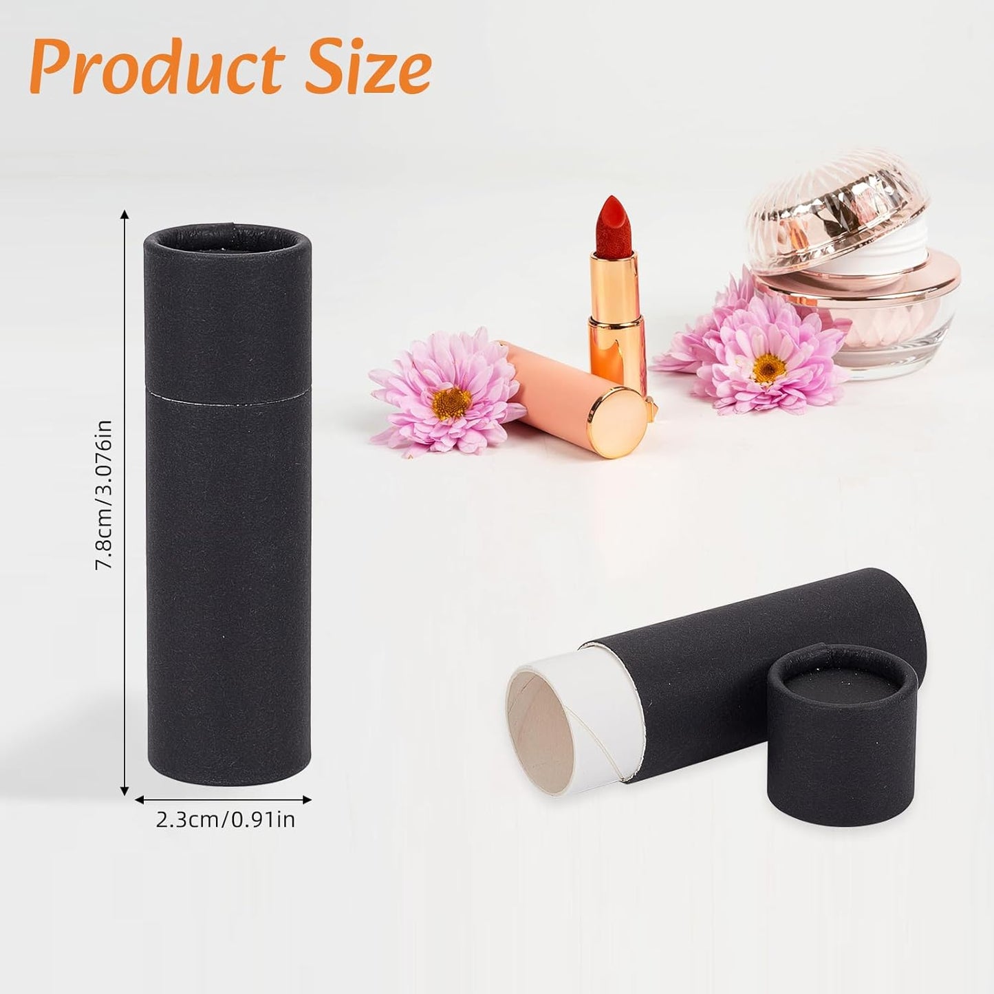 NICENEEDED 10 Pcs Kraft Paper Lipstick Tube, 0.6 Oz Paperboard Lip Balm Tubes, Cardboard Empty Deodorant Container Solid Perfume Tube Cosmetic Box for DIY Chapstick Deodorant Crayon