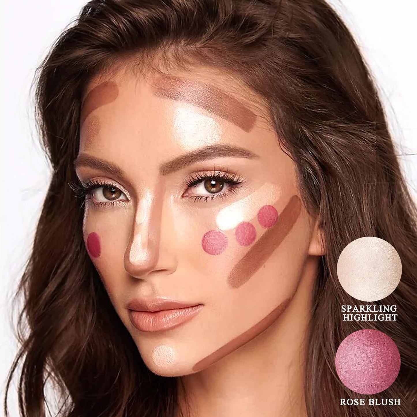 Youngfocus Cosmetics Cream Contour Best 8 Colors Contouring Foundation - Highlighting Makeup Kit/Concealer Palette - Vegan, Cruelty Free and Hypoallergenic - Instruction Manual（Face Blushes）