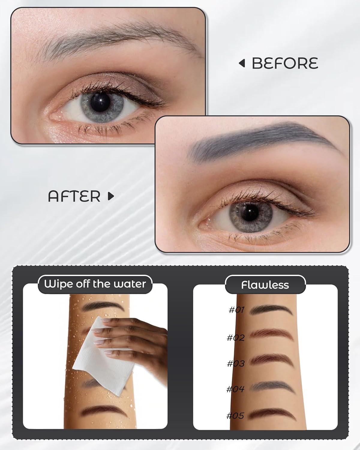 12Pcs Microblading Eyebrow Pencils Grey Waterproof Eye Brow Pencil w/Eye Brow Razor & Scissors Kit 0.5mm Ultra-Fine Tip Creates Hair-Like Strokes for Women Effortless Natural Brows