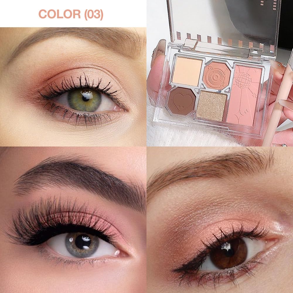 5 Colors Eyeshadow Palette Makeup, Matte Shimmer Eye Shadow Palette, Long Lasting Naturing-Looking, paleta de sombras de ojos,Everyday to Eye Makeup Looks,Vegan & Cruelty-free 03#